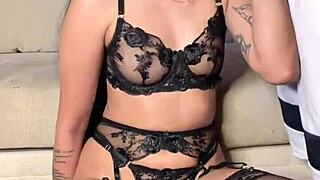 Seductive Babe in Lingerie Sucks Deep and Hard