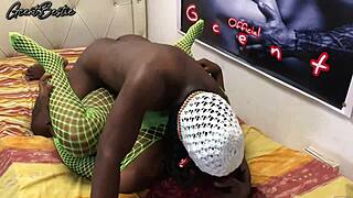 Rough-hard and fast black couple fucking in amateur pornography, screaming through a quickie!