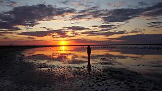Walk on red sunset of Elton Salt Lake