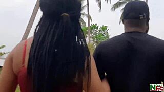 wild doggystyle action by the river with a stunning african babe