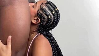Cute Ebony Teen Model Gives Face Fucking Blowjob And Ass Worshiping.