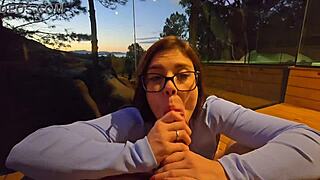 i took my girlfriend to the mountains and fucked her outdoors with a great view, then came in her mouth part 2