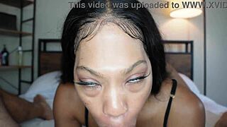 Seductive black starlet Dani Synclair gets deep creampie.