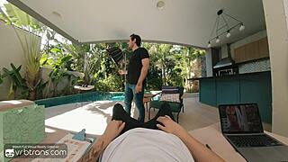 Beautiful Brazilian shemale model bangs hard