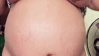 I felt so wild watching this horny pregnant maid flash big boobs and hairy pussy alone!