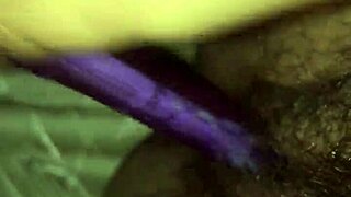 bbw uses vibrator on her hairy pussy in solo play