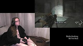 Man, playing Naked Last of Us 2 with this tattooed brunette is hot in part 7!