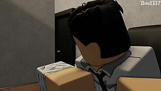 In the office, a guy bends his cute girlfriend over for a quick homemade doggystyle fuck from pov