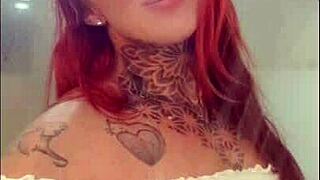 sexy brazilian redhead teases in steamy shower scene.