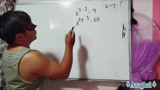 asian nerd with brown eyes explores erotic math in bedroom amateur scene