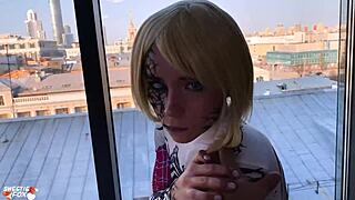 Anti-Venom deep sucking and sensual fucking in cosplay