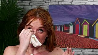 Seductive British babe enjoys cumshot on her face