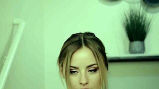 is your brunette teen roommate getting fucked with a strap-on while doing dishes?