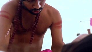 Indian wife in sari enjoys romantic moments with sadhu baba