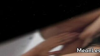 is your brunette teen roommate getting fucked with a strap-on while doing dishes?