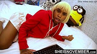HD reality sex: ebony babe fucked hard by tiny blonde best friend after WoW game fails 😈