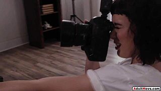 busty photographer strapon fucking model
