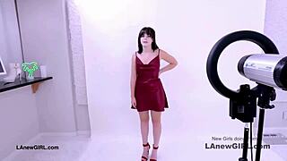 shy brunette model seduced by producer