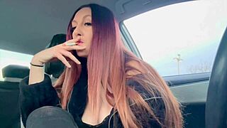 big tits long hair artemisia love smoking session in the car