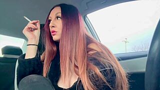 big tits long hair artemisia love smoking session in the car