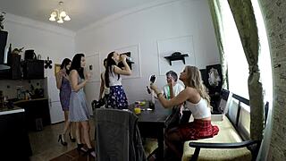 Girls pose with tight pussies in high heels, summer dresses, tiny thongs, and sexy lingerie at the photoshoot.