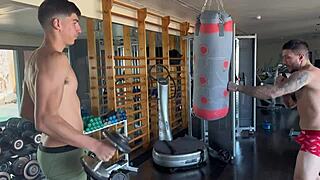 Gym Trio Impossible with Huge Ass Nearby