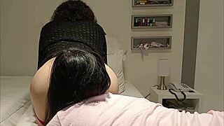 pegging my girlfriend fucks my ass anal dressed as woman with big double-headed dildo 😈