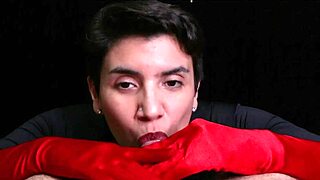Watch me cum on these red opera gloves during the handjob.