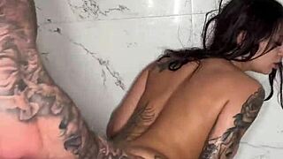 this hottest brunette lilack has rough shower sex with maximo garcia and swallows his cum