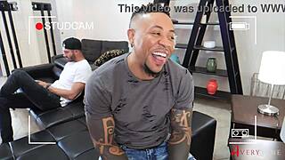 Behind the scenes, this ebony beauty warms up for her birthday gangbang with ass worship and double penetration.