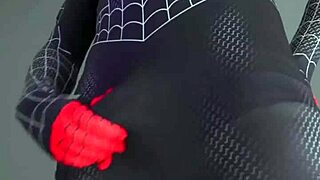 miles morales homem aranha cosplay jerking off and cumming lots tasty cum