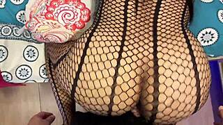 I surprise my stepmother watching porn on the bed and make her suck my cock to calm her down