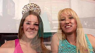 Milf Lesbian Blonde Seduces Teen Brunette For Pussy Licking And Fingering Each Other