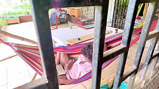 Lazy sunday on the patio, flow gets caught masturbating in her hammock, and i can't resist joining her for some sensual fun