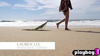 Hot babe lauren lee exposed perfect natural tits after passion striptease session