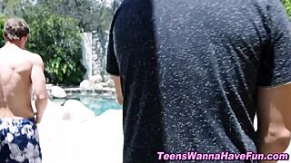 hey, teens deepthroat and bang hard at wild party!