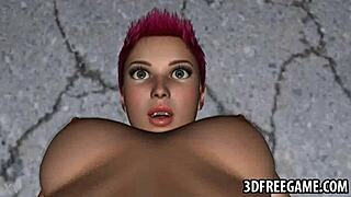 Hey, tjek denne 3D rødhåret lesbisk babe der får slikket sin våde fisse