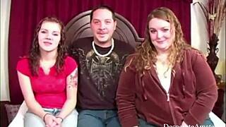 Nervös milf och ung amatör i desperat casting suger kuk.