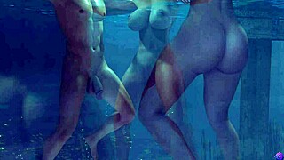 Сумасшедшая сводная сестра плавает голой в лесу и попадается в 3D хентай порно