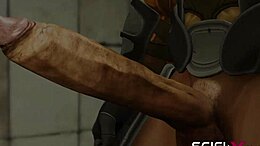 sci-fi bdsm unfolds in a bunker with a sexy young cuffed blonde showing off her assets