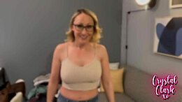 Stepmom Surprises with Visit to College, Hairy Mature Beauty with Blue Eyes in Cute Roleplay
