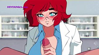 3D cartoon parody of a hospital exam with redheads