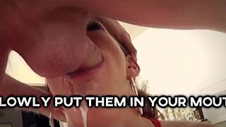 Sissy cum swallowing training with the help of Annie Wankenobi