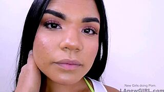 Beautiful caregiver tries out her modeling skills by giving a deep blow job to a big cock
