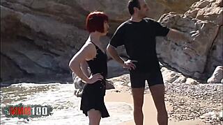 French amateur Mahylis and Alex’s hot beach scene with a cum in mouth finale