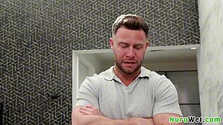 Redhead masseuse Seth Gamble and Kelly Caprice in action