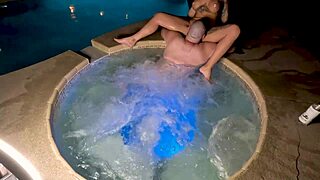 Stunning blonde's hot tub antics escalate passionately