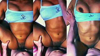 Cheating Latina seduces roommate’s boyfriend on the sofa