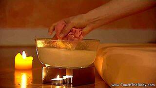A nice handjob massage from a hot brunette MILF is just what you need
