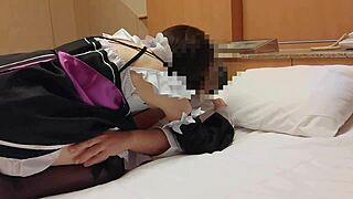 A maid Rem in a sexy maid uniform gets fucked hard